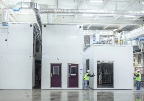 Exterior of a megaPOD inside the facility.