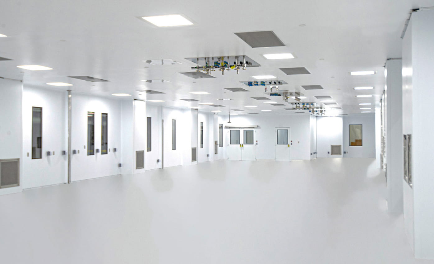 Inside of a large empty POD cleanroom