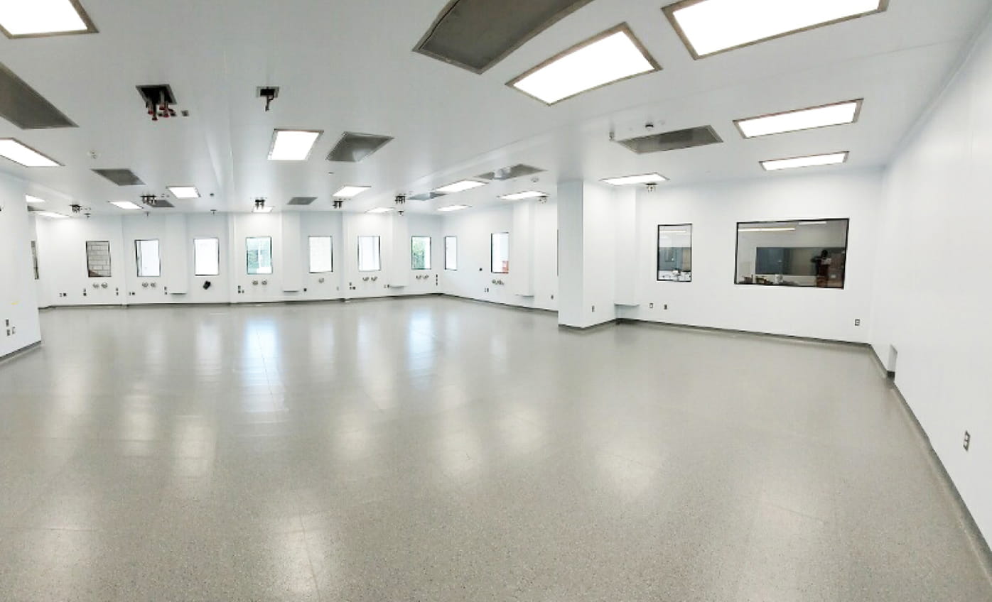 Inside of a large empty POD cleanroom