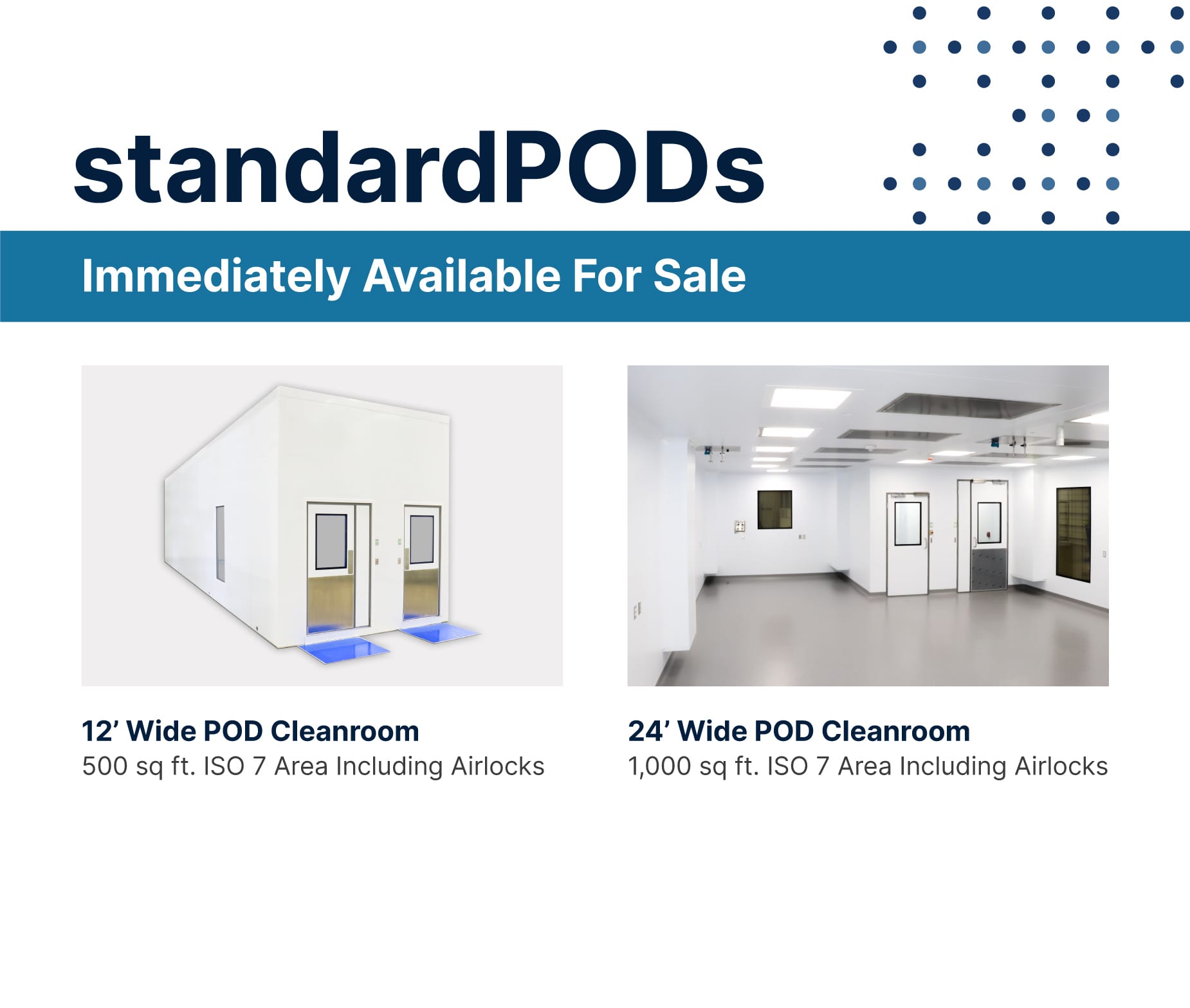 standard pods immediately available for sale click link to inquire.